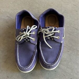 Purple sperry boat shoes